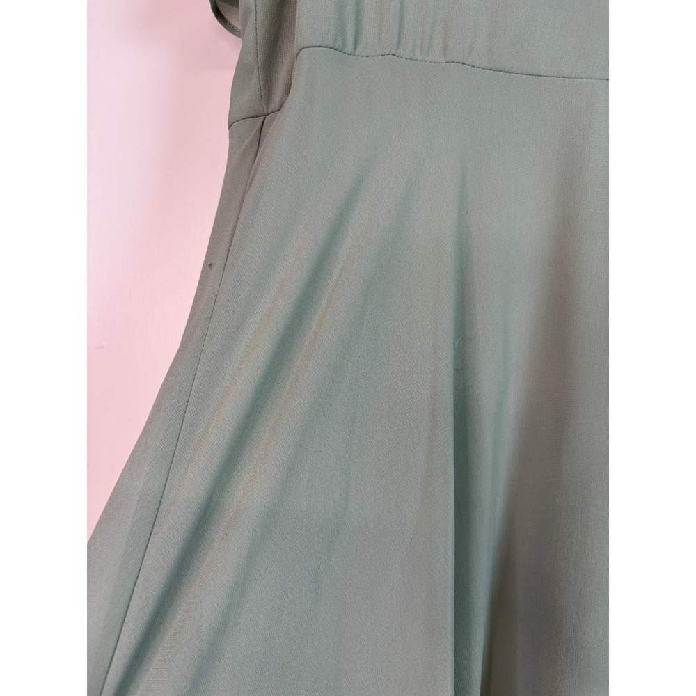 Lulus Maxi Dress 2X Sage Green Flutter Sleeve Deep V-Neck High Slit Bridesmaid - Picture 4 of 9